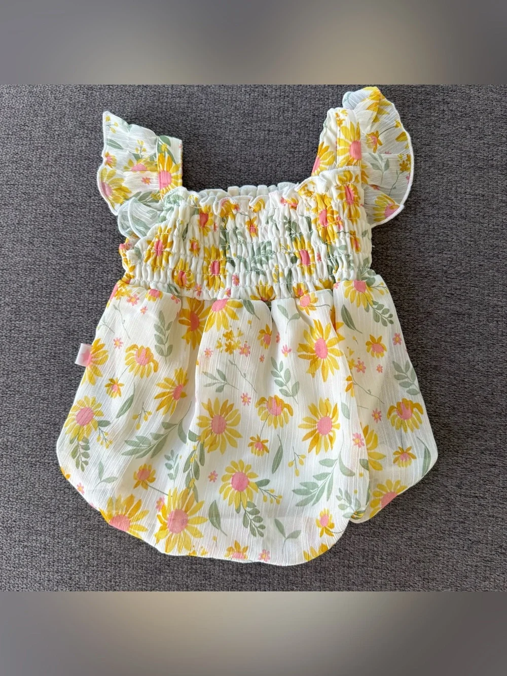 Princess Rose Yellow Floral Baby Bubble Onesie Flower Accent Baby Girl 0-3M